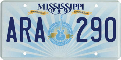 MS license plate ARA290