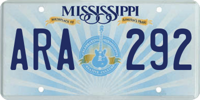 MS license plate ARA292