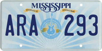 MS license plate ARA293