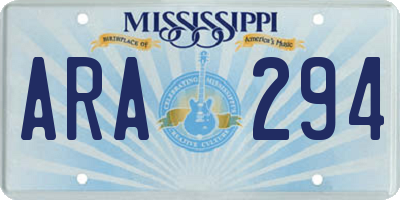 MS license plate ARA294