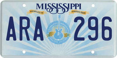 MS license plate ARA296