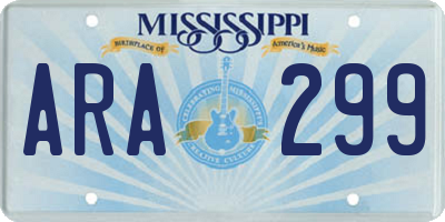 MS license plate ARA299