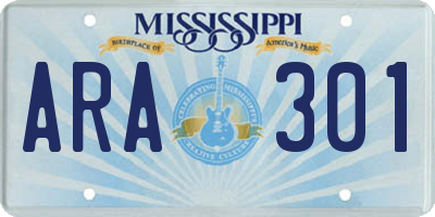MS license plate ARA301