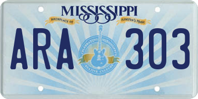 MS license plate ARA303