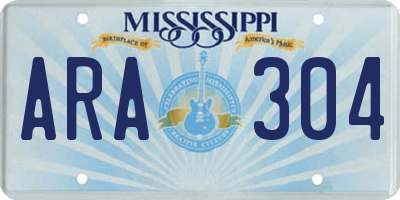 MS license plate ARA304