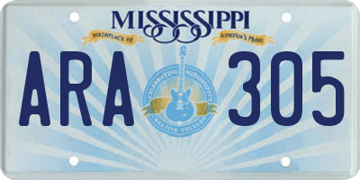 MS license plate ARA305