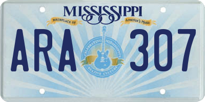 MS license plate ARA307