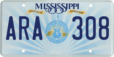 MS license plate ARA308