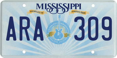 MS license plate ARA309