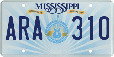 MS license plate ARA310