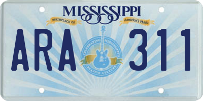 MS license plate ARA311