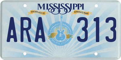 MS license plate ARA313