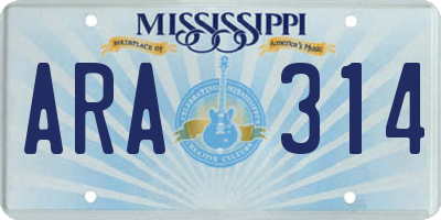 MS license plate ARA314