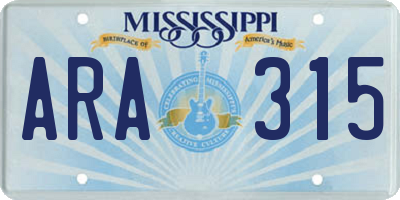 MS license plate ARA315