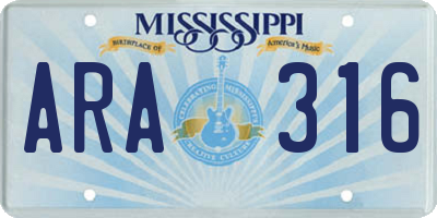MS license plate ARA316