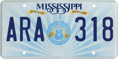 MS license plate ARA318