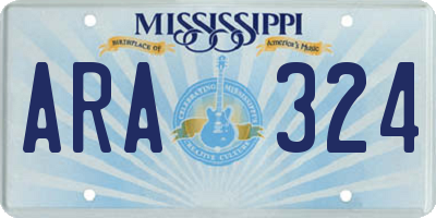 MS license plate ARA324