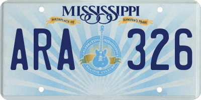 MS license plate ARA326