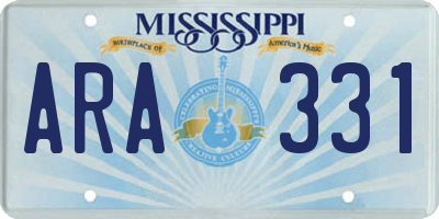 MS license plate ARA331