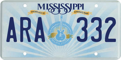MS license plate ARA332