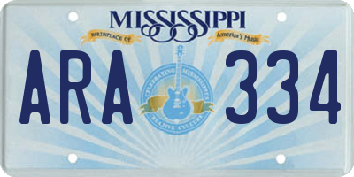 MS license plate ARA334