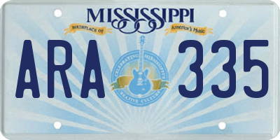 MS license plate ARA335