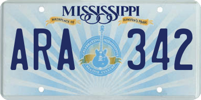 MS license plate ARA342