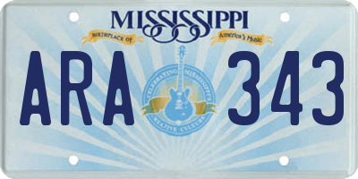 MS license plate ARA343