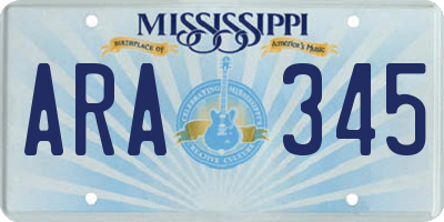 MS license plate ARA345