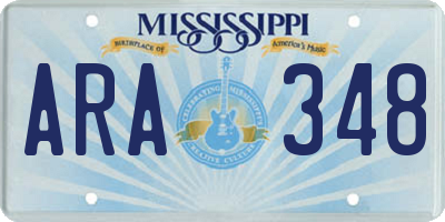 MS license plate ARA348
