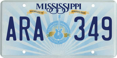 MS license plate ARA349