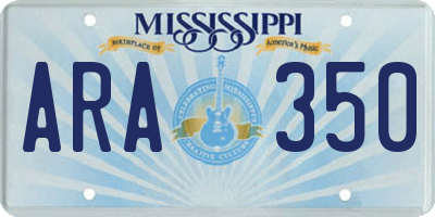 MS license plate ARA350