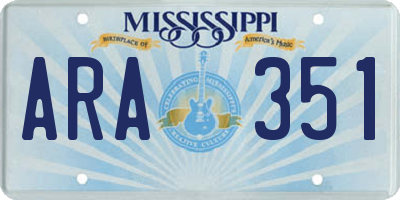 MS license plate ARA351