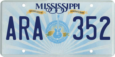 MS license plate ARA352