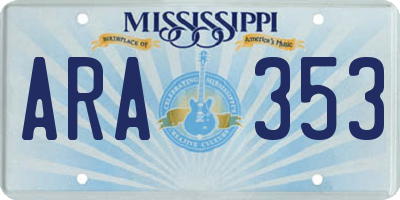 MS license plate ARA353