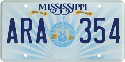MS license plate ARA354