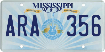 MS license plate ARA356