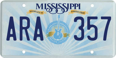 MS license plate ARA357