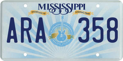 MS license plate ARA358