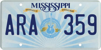 MS license plate ARA359