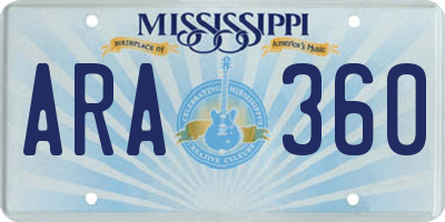 MS license plate ARA360