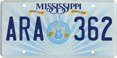 MS license plate ARA362