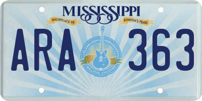 MS license plate ARA363