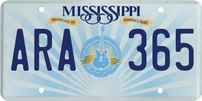 MS license plate ARA365