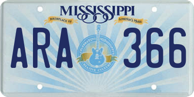 MS license plate ARA366