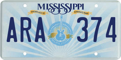MS license plate ARA374