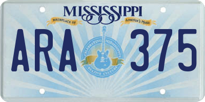 MS license plate ARA375