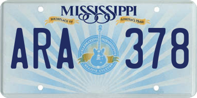MS license plate ARA378