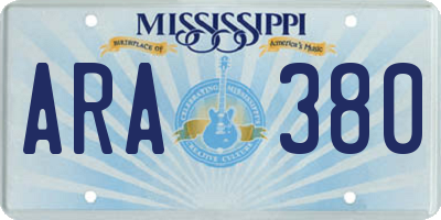 MS license plate ARA380