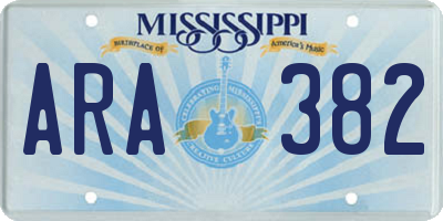 MS license plate ARA382